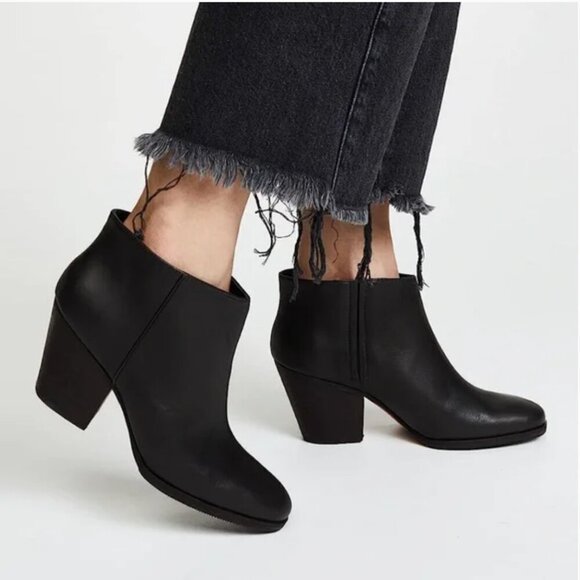 Rachel Comey Mars Ankle Boots Shoes Leather Heeled Booties Shoe Black Size 6.5 - Picture 1 of 10